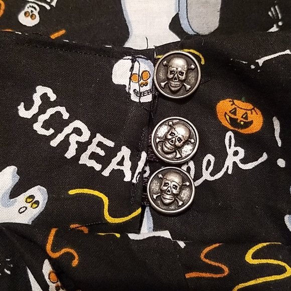 Halloween goth glitter skulls cheetah skirt circle handmade a line punk red diy - Picture 6 of 9